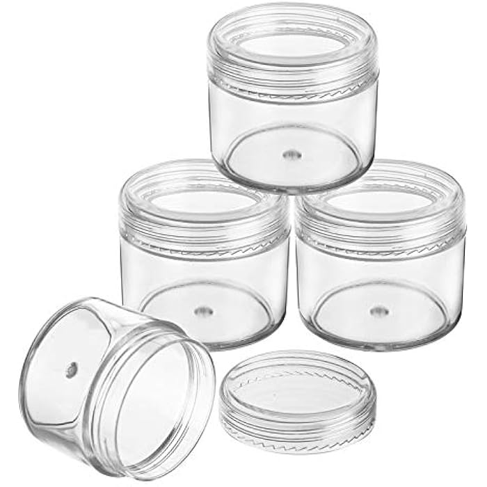 Bekith 60 Pieces 0.7oz / 20 ml Round Plastic Pot Jars, Empty BPA Free Plastic Cosmetic Containers with Lids for Creams, Eye Shadow, Makeup, Powder, Jewelry, Samples, Clear, 0.7 Ounce (Pack of 60) - Image 4